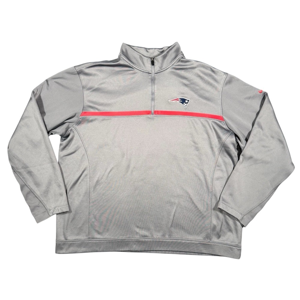 Nike Golf Mens XL New England Patriots Therma-FIT 1/4 Zip Pullover Gray‎ NFL